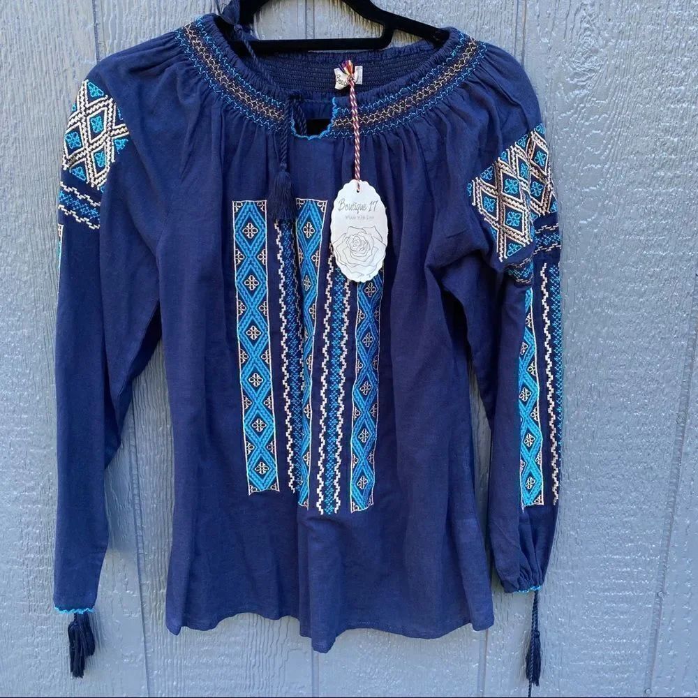 Boutique 17 Bohemian Boho Top Shirt S/M NWT